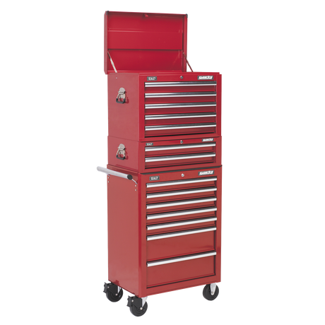 Topchest, Mid-Box & Rollcab Combination 14 Drawer with Ball-Bearing Slides - Red - APSTACKTR - Farming Parts