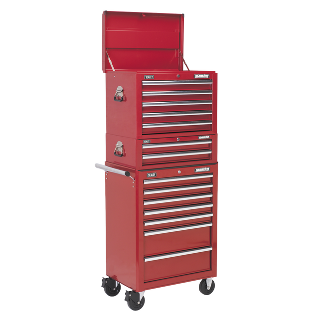 Topchest, Mid-Box & Rollcab Combination 14 Drawer with Ball-Bearing Slides - Red - APSTACKTR - Farming Parts
