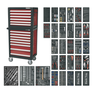 Topchest & Rollcab Combination 14 Drawer with Ball-Bearing Slides & 1233pc Tool Kit - APTTC02 - Farming Parts
