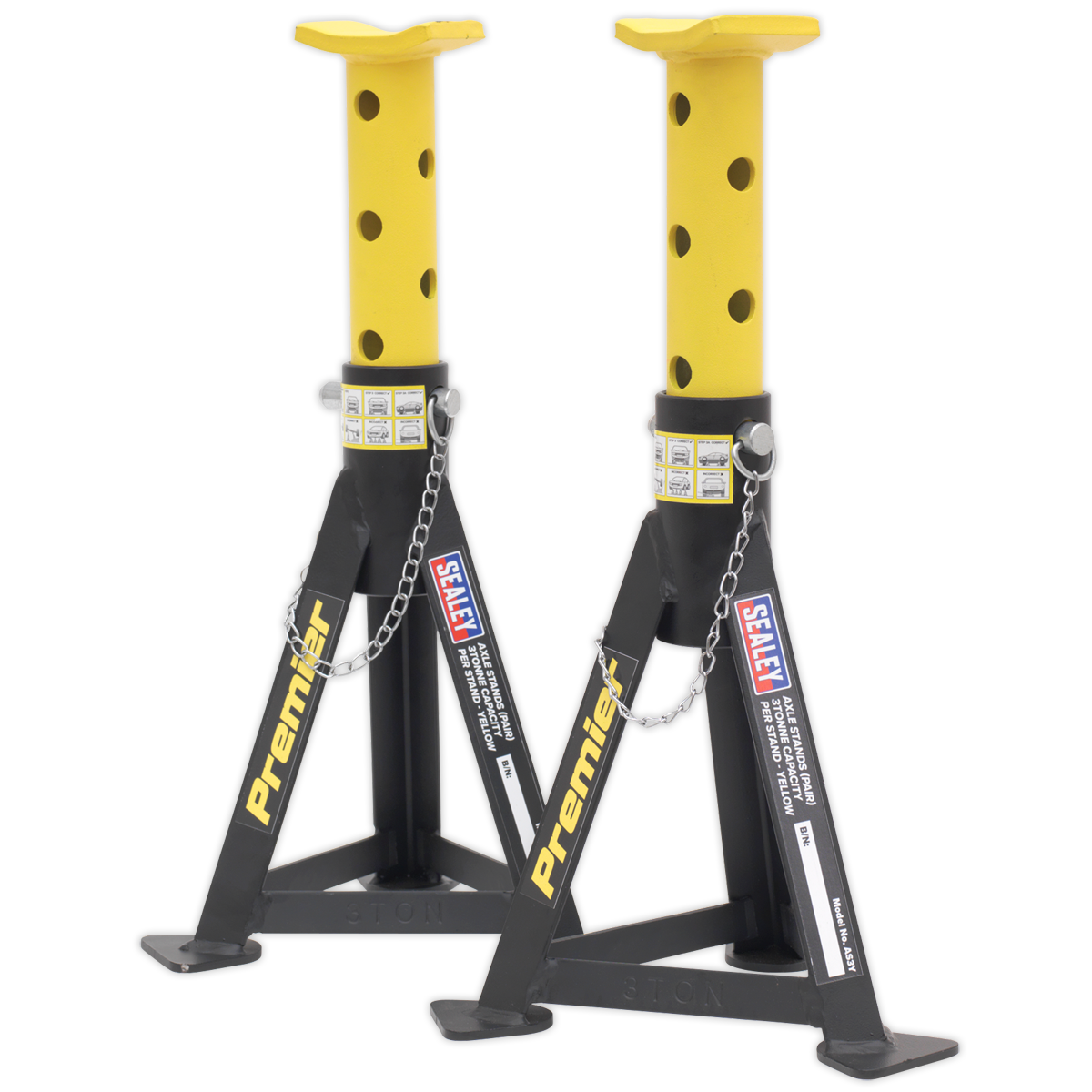 Axle Stands (Pair) 3 Tonne Capacity per Stand - Yellow - AS3Y - Farming Parts