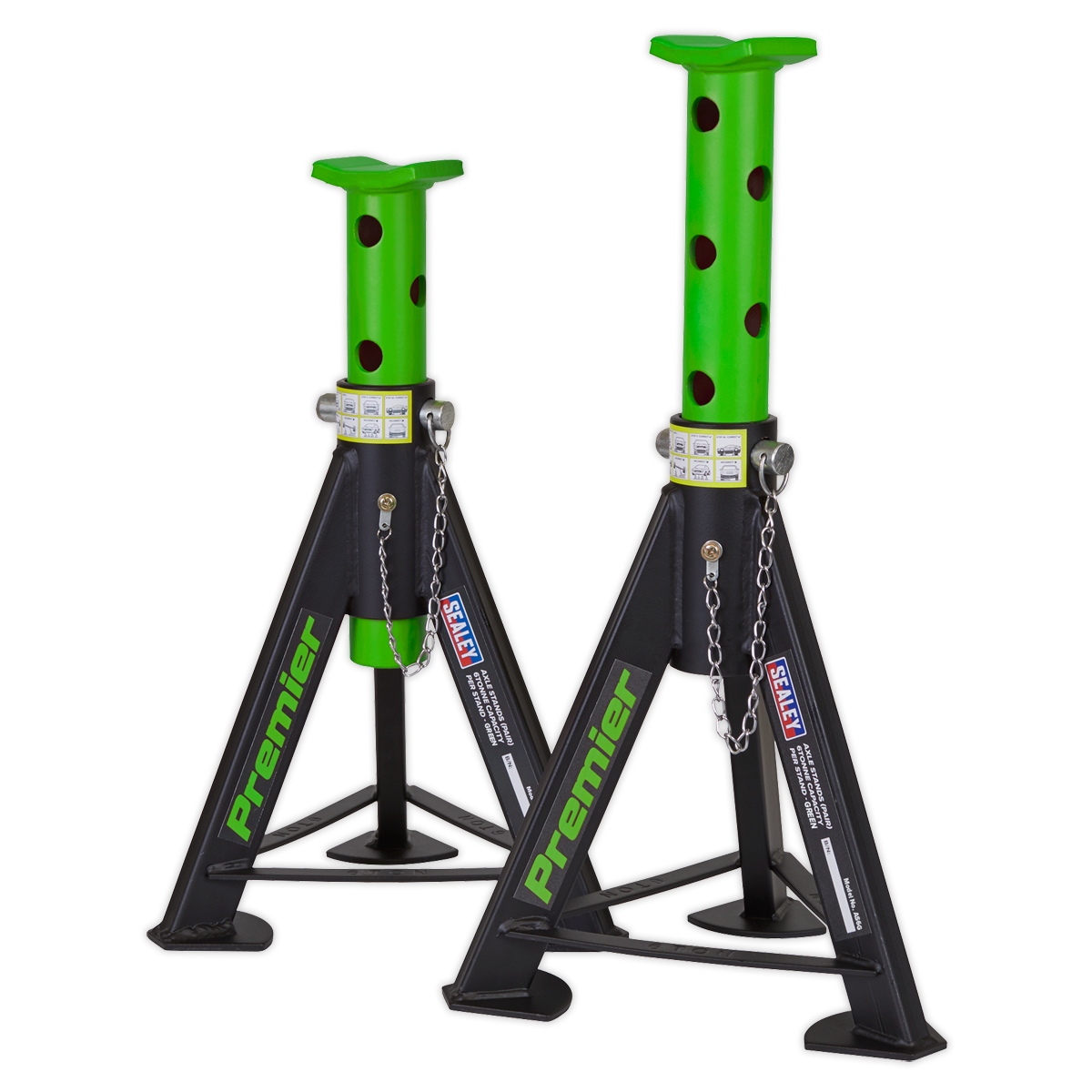 Axle Stands (Pair) 6 Tonne Capacity per Stand - Green - AS6G - Farming Parts