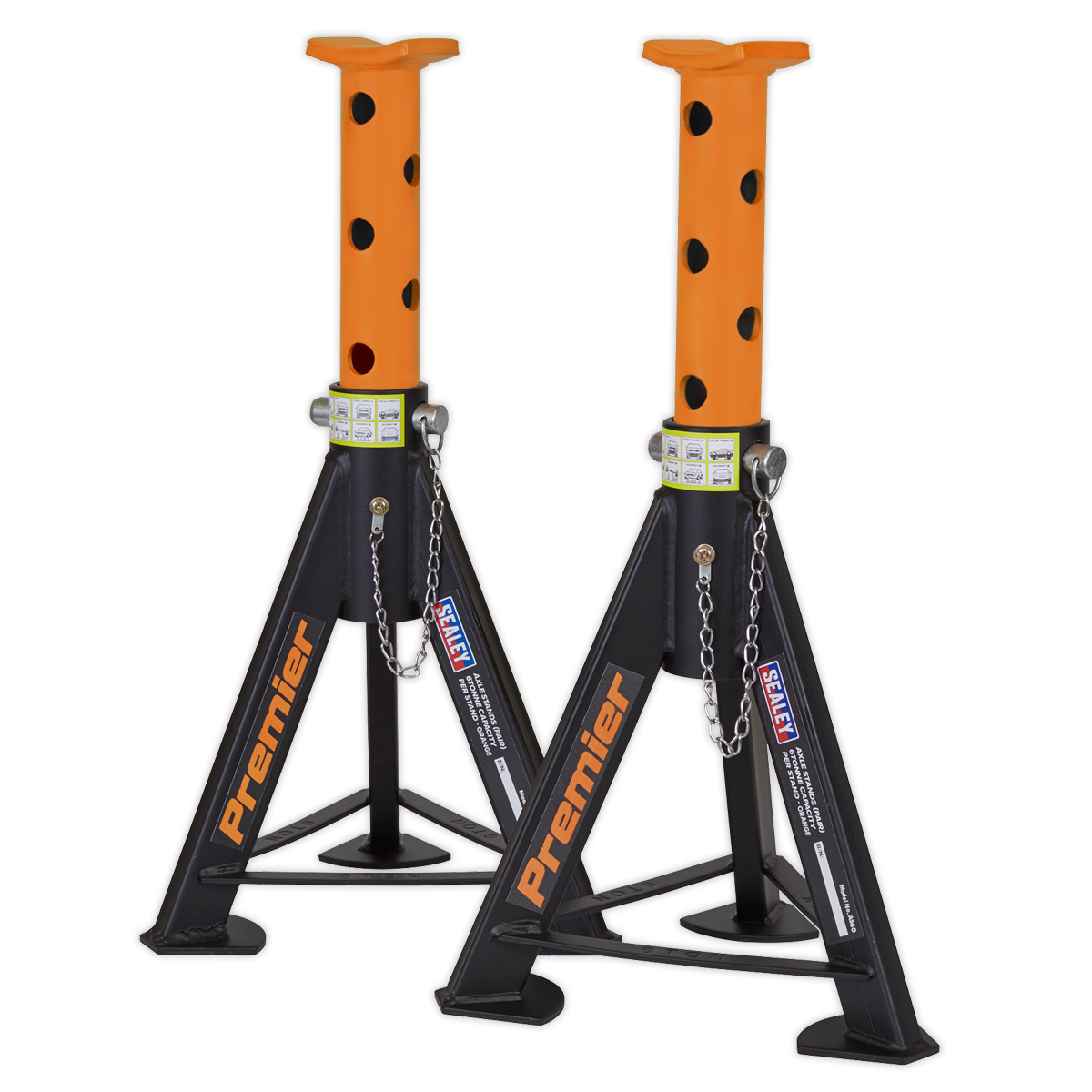 Axle Stands (Pair) 6 Tonne Capacity per Stand - Orange - AS6O - Farming Parts