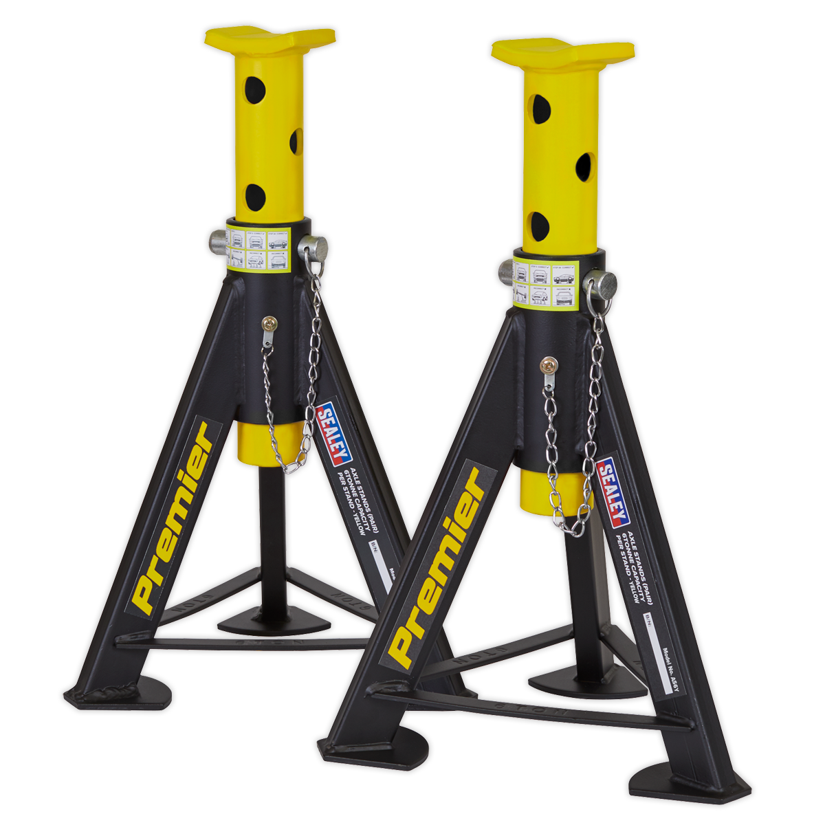 Axle Stands (Pair) 6 Tonne Capacity per Stand - Yellow - AS6Y - Farming Parts