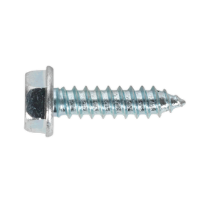 A close-up image of the Sealey Acme Screw Washer Faced Zinc #10 x 3/4" (ASF103) with a hexagonal head and a sharp, threaded shaft, available in a pack of 50.