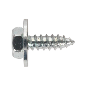 A close-up image of a Sealey Acme Screw with Captive Washer M8 x 1/2" Zinc Pack of 50 (ASW812). This screw features a threaded shank designed for securing materials and adheres to BS 7976/6903/B standards.