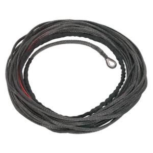 A coiled length of durable black Sealey Dyneema Rope (Ø5.5mm x 17m) for ATV2040, featuring a looped end.