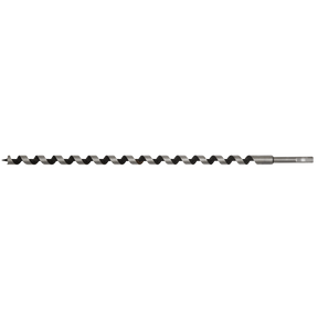 Introducing the Sealey Auger Wood Drill Ø18 x 600mm - AW18x600, a precision wood drilling tool featuring a long spiral design, hexagonal shank, and screw point tip.