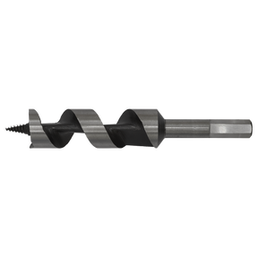 The Sealey Auger Wood Drill Ø25 x 155mm - AW25x155 is a high-quality metal drill bit with a spiral design and a hexagonal shank, perfect for boring holes into wood or various other materials.