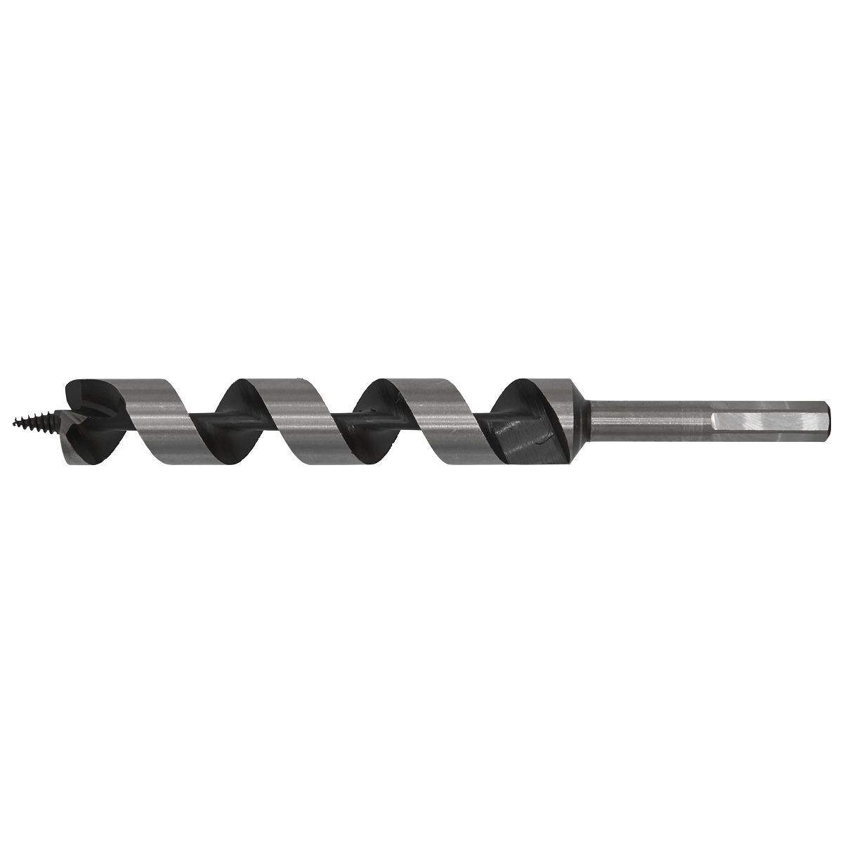 Here's a close-up of the Sealey Auger Wood Drill Ø25 x 235mm (AW25x235), featuring a pointed screw point tip, helical design, and hexagonal shank.