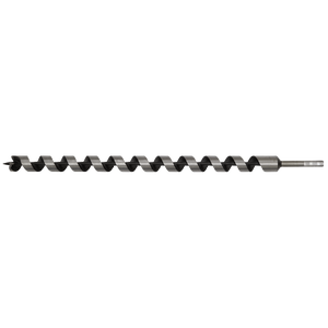 The Sealey Auger Wood Drill Ø30 x 600mm - AW30x600 features a fully hardened metal construction, spiral flute design, and hexagonal shank.