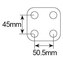 Technical drawing of the Adjustable Mirror Arm (400 - 620mm) by Sparex, Part No. S.27628, showing dimensions of 45mm between vertical hole centers and 50.5mm between horizontal hole centers. Ideal for RH & LH fitting applications.