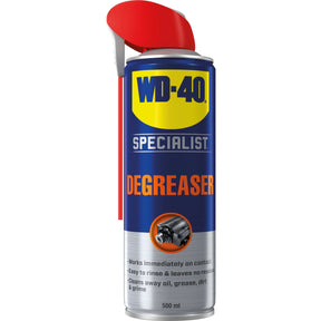 A 500 ml aerosol can of Sparex Aerosol Degreaser (Sparex Part No. S.27684) with a red nozzle. The label states it cleans oil, grease, dirt, and grime, and works immediately on contact, easy to rinse leaving no residue. This industrial-grade degreaser ensures efficient and thorough cleaning for various surfaces.