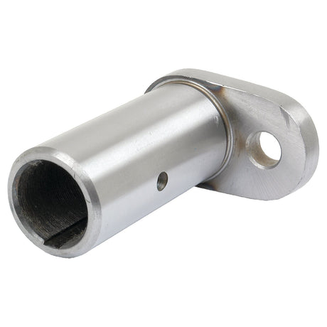 The Sparex Axle Pin (Sparex Part No. S.42225) is a cylindrical metal component with a flanged base, featuring a small hole near the base and a larger central hole through the cylinder, often used as an axle pin in Massey Ferguson machinery.