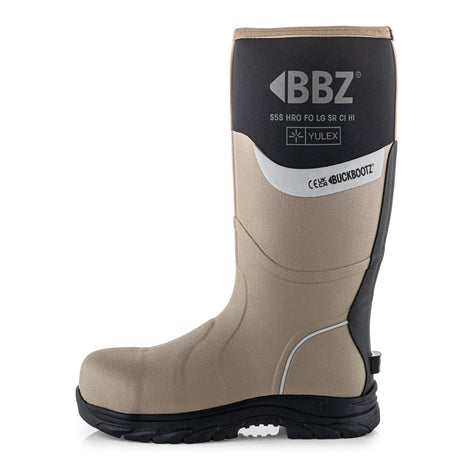 Buckbootz BBZ7000 Yulex S5S Safety Wellington Boots – Stone & Black