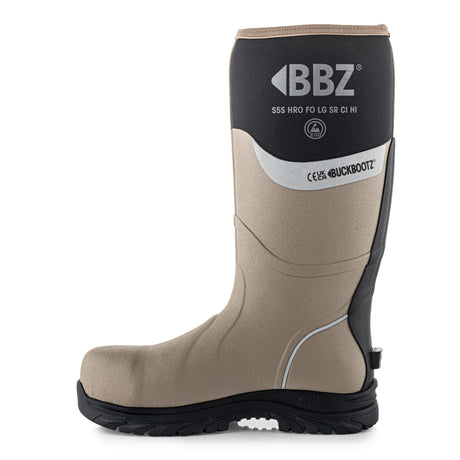 Buckbootz BBZ7000 Yulex S5S Safety Wellington Boots – Stone & Black