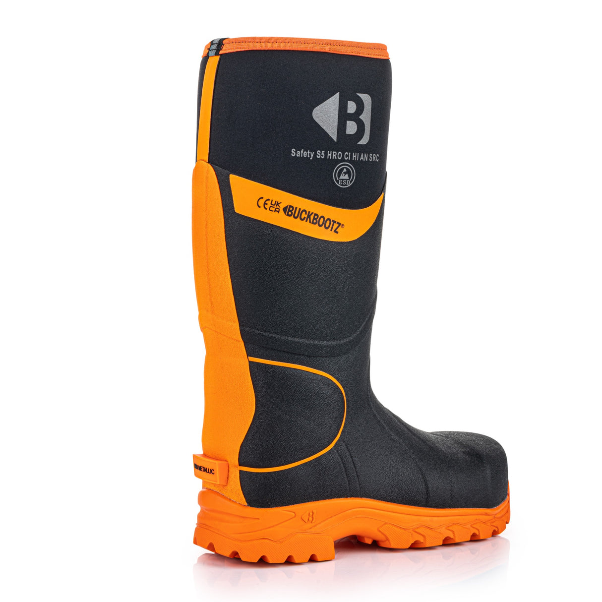 Buckler Hi-Viz Safety Wellies – Black & Orange Waterproof Boots | BBZ8000BK/OR