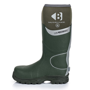 Buckbootz BBZ8000 Green Hi-Vis Safety Wellington S5 Ankle Protection