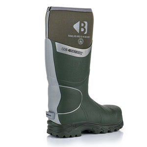 Buckbootz BBZ8000 Green Hi-Vis Safety Wellington S5 Ankle Protection