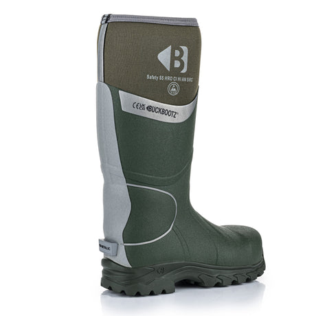 Buckbootz BBZ8000 Green Hi-Vis Safety Wellington S5 Ankle Protection