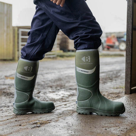 Buckbootz BBZ8000 Green Hi-Vis Safety Wellington S5 Ankle Protection
