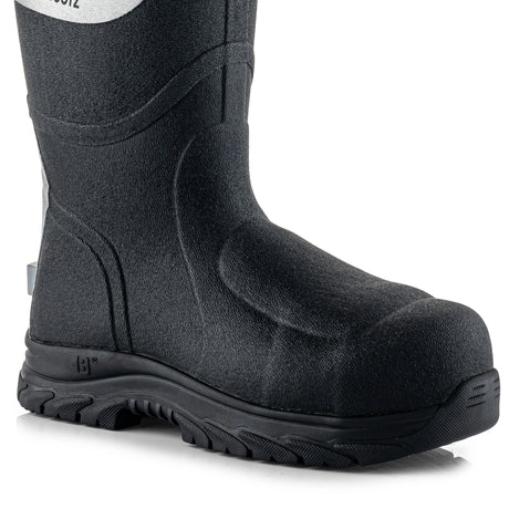 Buckbootz BBZ9000BK Black Safety Wellington S5S Metatarsal