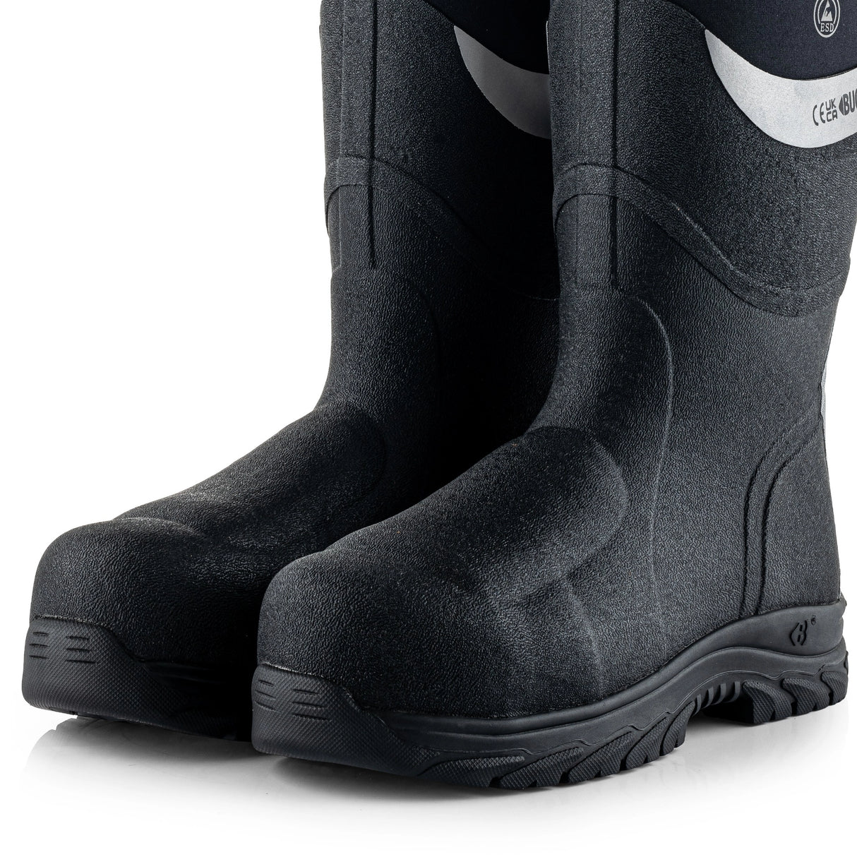 Buckbootz BBZ9000BK Black Safety Wellington S5S Metatarsal