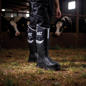 Buckbootz BBZ9000BK Black Safety Wellington S5S Metatarsal