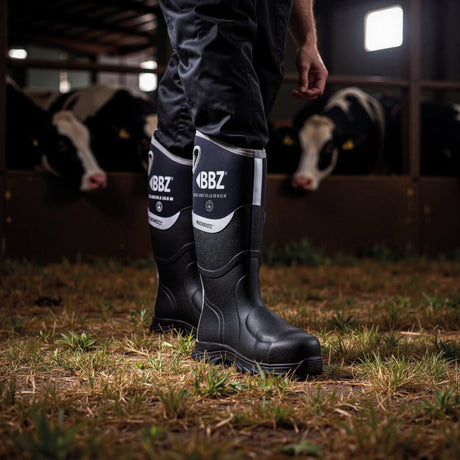 Buckbootz BBZ9000BK Black Safety Wellington S5S Metatarsal