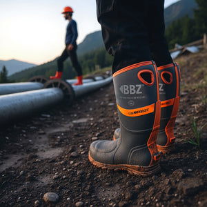 Buckbootz BBZ9000GYOR Hi-Vis Safety Wellington S5S Metatarsal