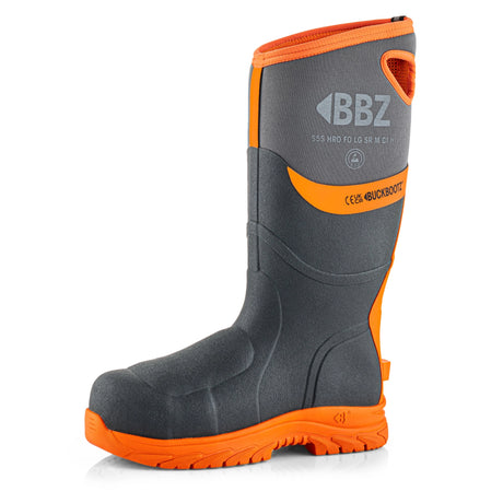 Buckbootz BBZ9000GYOR Hi-Vis Safety Wellington S5S Metatarsal