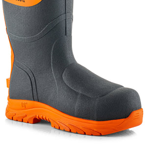 Buckbootz BBZ9000GYOR Hi-Vis Safety Wellington S5S Metatarsal