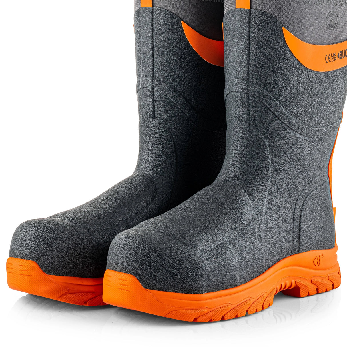 Buckbootz BBZ9000GYOR Hi-Vis Safety Wellington S5S Metatarsal
