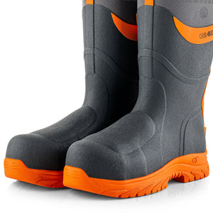 Buckbootz BBZ9000GYOR Hi-Vis Safety Wellington S5S Metatarsal