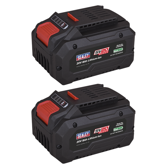 SV20 Series Power Tool Battery 20V 8Ah - Pack of 2 - SE-BK08