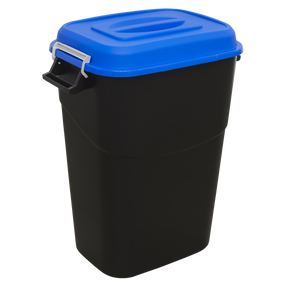 The Sealey Refuse/Storage Bin 95L - Blue (BM95B) is a black polypropylene bin with a blue lid and a handle on one side.