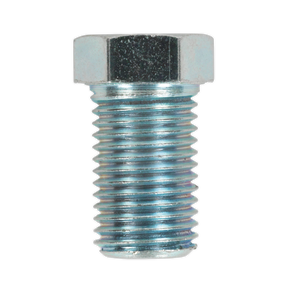 The Sealey Brake Pipe Nut 3/8"UNF x 24tpi Long Male, available in a pack of 25 (BN3824LM), is a metal hex bolt with a threaded shaft and hexagonal head, commonly used as a brake pipe fitting for a 3/16" pipe.