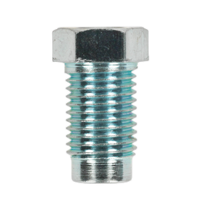 Close-up image of the Brake Pipe Nut 3/8"UNF x 24tpi Short Male from Sealey, resembling a metallic hex head bolt with visible threading on the lower half.