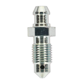 A Sealey Brake Bleed Screw 3/8"UNF x 32mm with a conical tip, hexagonal central section, and precise 24 tpi thread size, designed for effective lubrication in mechanical systems; available in a pack of 10 - model BS3824.