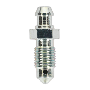 A Sealey Brake Bleed Screw 3/8"UNF x 32mm with a conical tip, hexagonal central section, and precise 24 tpi thread size, designed for effective lubrication in mechanical systems; available in a pack of 10 - model BS3824.