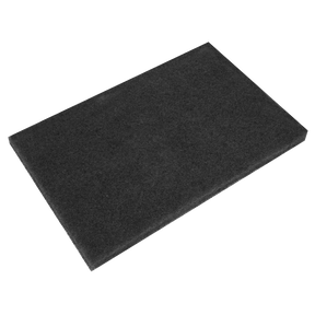 A rectangular, flat Sealey Black Stripping Pad (12 x 18 x 1") from the BSP1218 pack of 5, displayed on a white background.