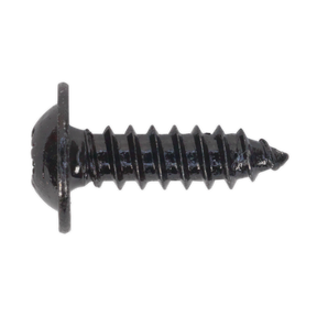 A pack of 100 Sealey Self-Tapping Screws (BST4816), sized 4.8 x 16mm with flanged heads and black Pozi designs, perfect for fastening materials.