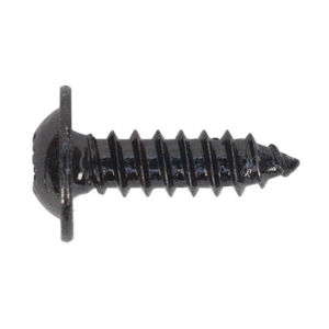 A pack of 100 Sealey Self-Tapping Screws (BST4816), sized 4.8 x 16mm with flanged heads and black Pozi designs, perfect for fastening materials.