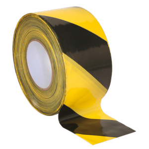 Hazard Warning Barrier Tape 80mm x 100m Black/Yellow Non-Adhesive - BTBY - Farming Parts