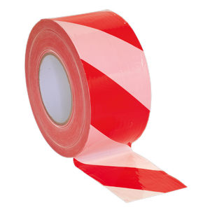 Hazard Warning Barrier Tape 80mm x 100m Red/White Non-Adhesive - BTRW - Farming Parts