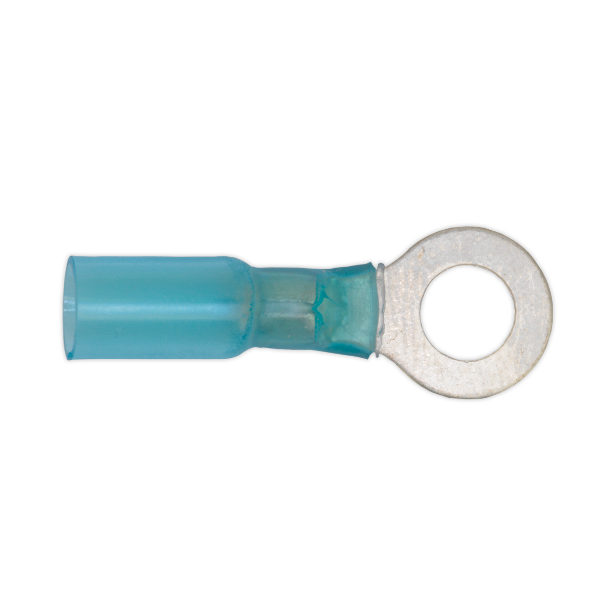 Sealey's BTSR2584 Heat Shrink Ring Terminal Ø8.4mm Blue, Pack of 25, designed for 16-14 AWG wires.