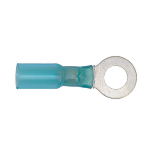 Sealey's BTSR2584 Heat Shrink Ring Terminal Ø8.4mm Blue, Pack of 25, designed for 16-14 AWG wires.