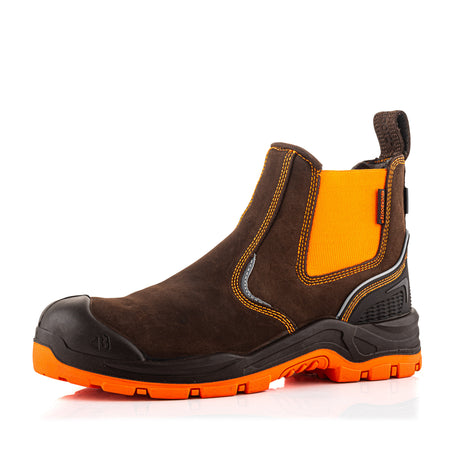 Buckler Waterproof Safety Boots – Hi-Viz Orange/Brown Steel Toe Work Boots | BVIZ3OR/BR