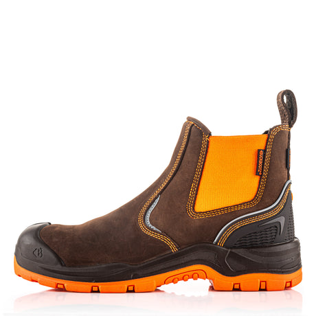 Buckler Waterproof Safety Boots – Hi-Viz Orange/Brown Steel Toe Work Boots | BVIZ3OR/BR
