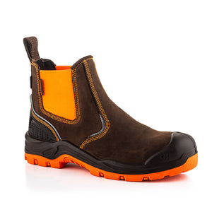 Buckler Waterproof Safety Boots – Hi-Viz Orange/Brown Steel Toe Work Boots | BVIZ3OR/BR