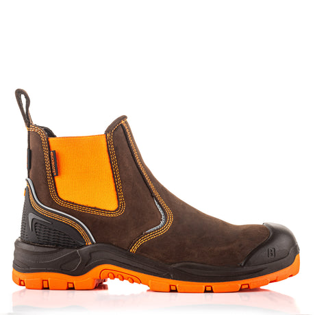 Buckler Waterproof Safety Boots – Hi-Viz Orange/Brown Steel Toe Work Boots | BVIZ3OR/BR